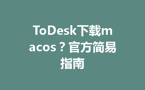 ToDesk下载macos?官方简易指南 一