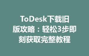 ToDesk下载旧版攻略：轻松3步即刻获取完整教程-ToDesk远程桌面控制|官方下载