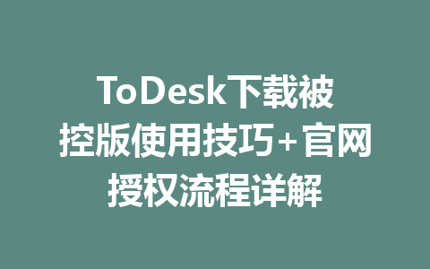 ToDesk下载被控版使用技巧+官网授权流程详解 一