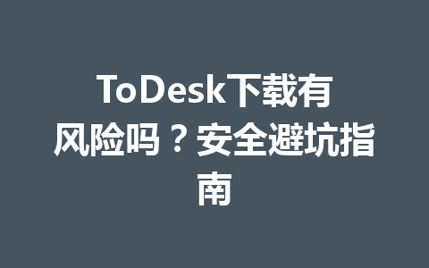 ToDesk下载有风险吗？安全避坑指南 一