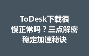 ToDesk下载很慢正常吗？三点解密稳定加速秘诀-ToDesk远程桌面控制|官方下载